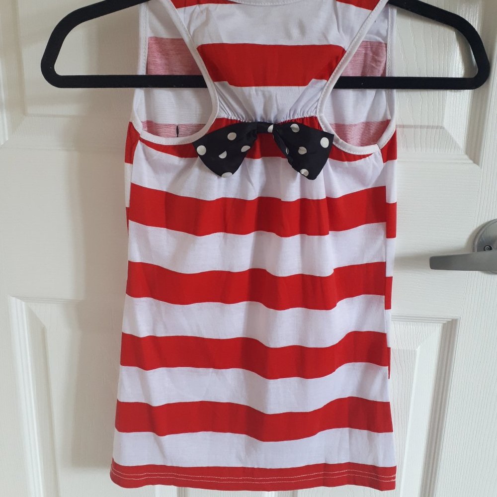 NWOT. Red and white striped tank with bow back detail - Picture 2 of 4